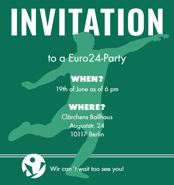 Online invitation card with soccer / football player kicking the ball
