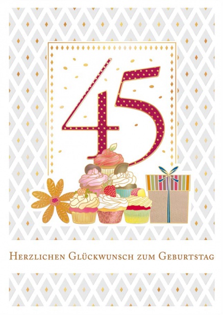 Online Glückwunschkarte zum 45. Geburstag oder Jubiläum Beige.