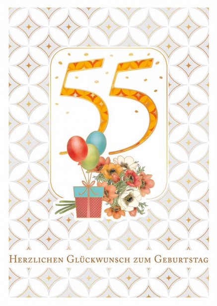 Online Glückwunschkarte zum 55. Geburstag oder Jubiläum Grün.