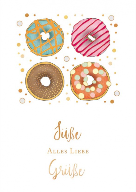 Online Karte mit tollen Donuts und Text Beige.