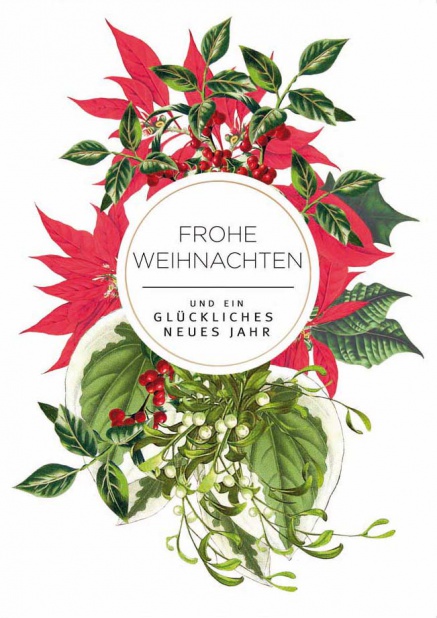 Online Weihnachtskarte mit Weihnachtsstern Dekoration Braun.