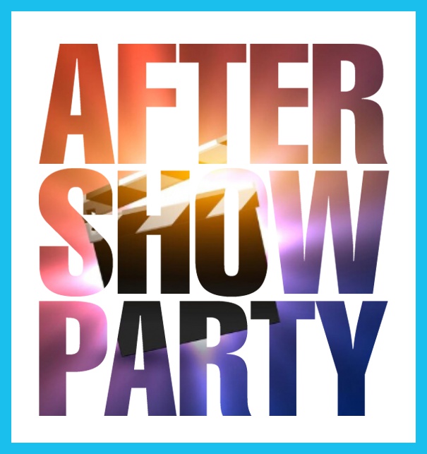 Online Invitation card with cut our After Show Party for photo Blue.