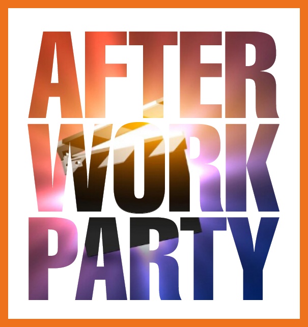 Online Einladungskarte mit ausgeschnittenem Text After Work Party Orange.