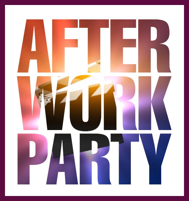 Online Invitation card with cut our After Work Party for photo Purple.