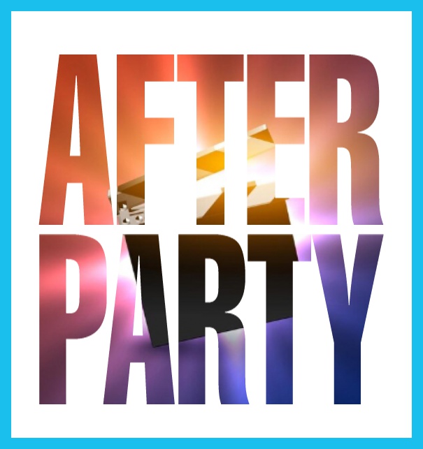 Online Invitation card with cut our After Party for photo Blue.