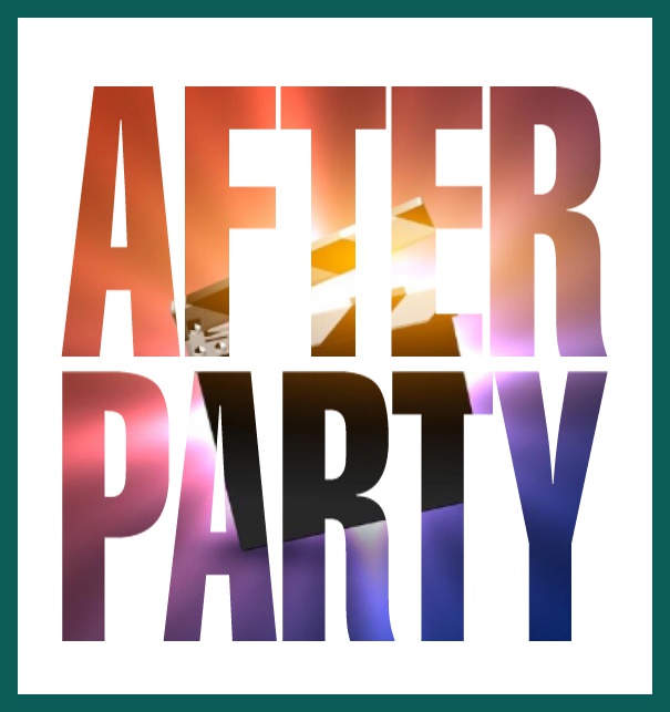 Online Invitation card with cut our After Party for photo Green.