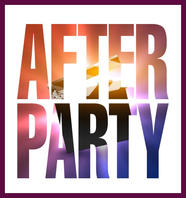 Online Invitation card with cut our After Party for photo Purple.