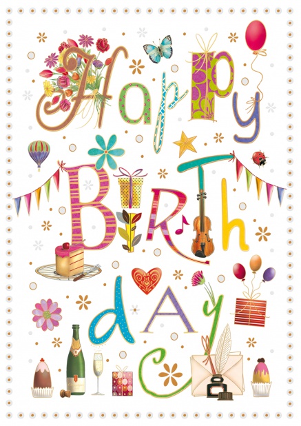 Online Birthday Card with wild happy birthday text Gold.