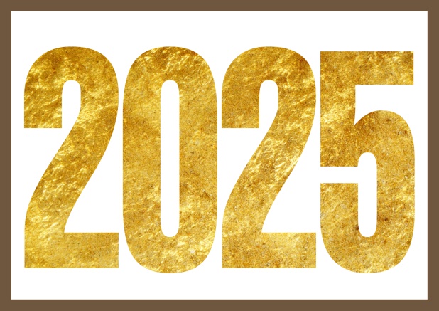 Online Grusskarte mit ausgeschnittener 2025 Gold.