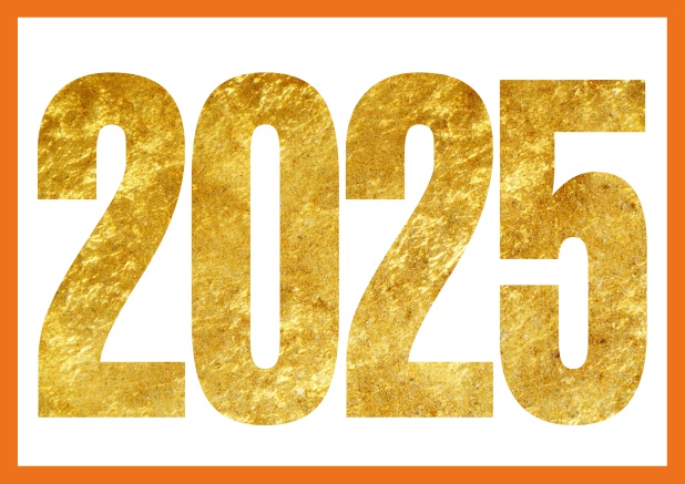 Online Grusskarte mit ausgeschnittener 2025 Orange.