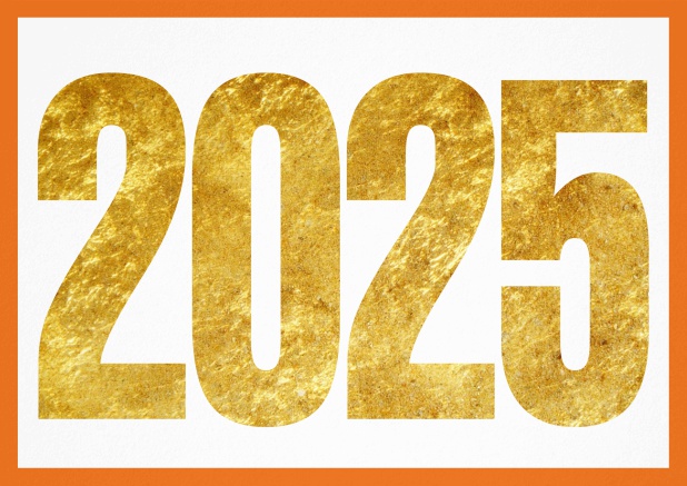 Grusskarte mit ausgeschnittener 2025 Orange.