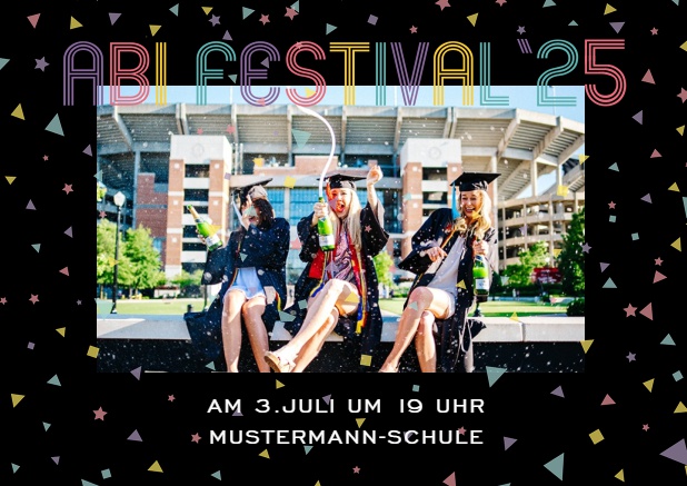 Online Einladung mit Abi Festival 2025 Design Schwarz.