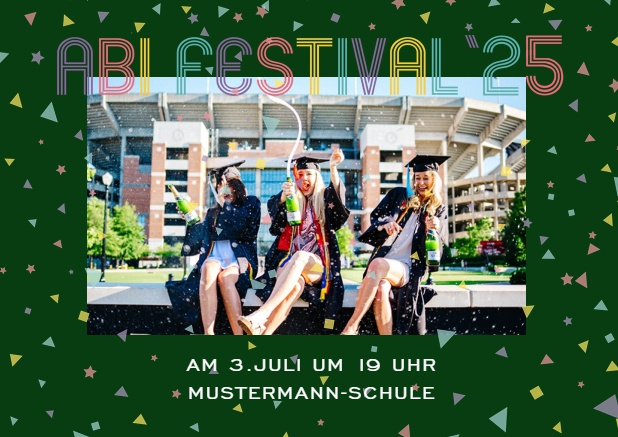 Online Einladung mit Abi Festival 2025 Design Grün.