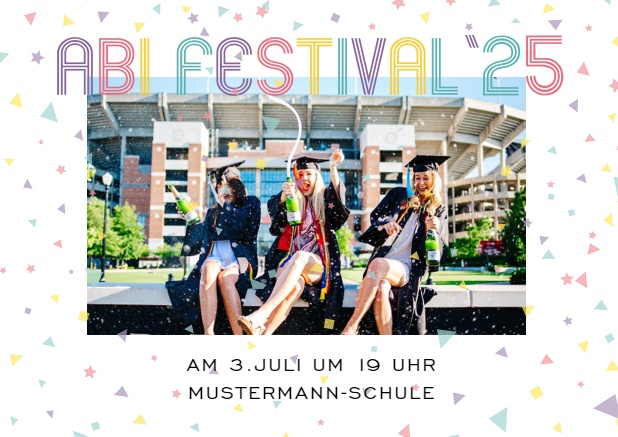 Online Einladung mit Abi Festival 2025 Design Weiss.