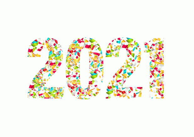 Mit Konfetti Happy 2021 - Neujahrswünsche