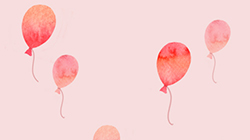 Illustration of red balloons on rosa background