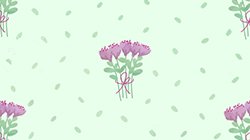 Illustration of Bouquet of purple flowers on light green background