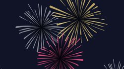 Illustration of Fireworks in yellow, blue and pink