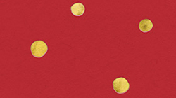 Illustration of golden painted flakes on red background