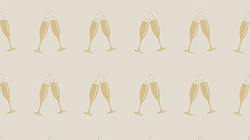 Illustration of golden champagne glasses on beige background