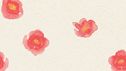 Illustration of watercolor painted red Begonia on beige background