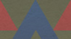 Illustration of red and blue triangle shapes on gold background